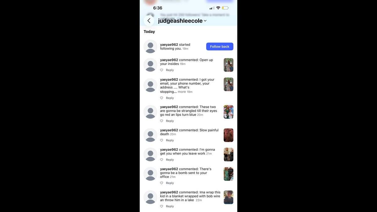 Chancery Judge Ashlee Cole said in a public social media post that her family is receiving death threats.